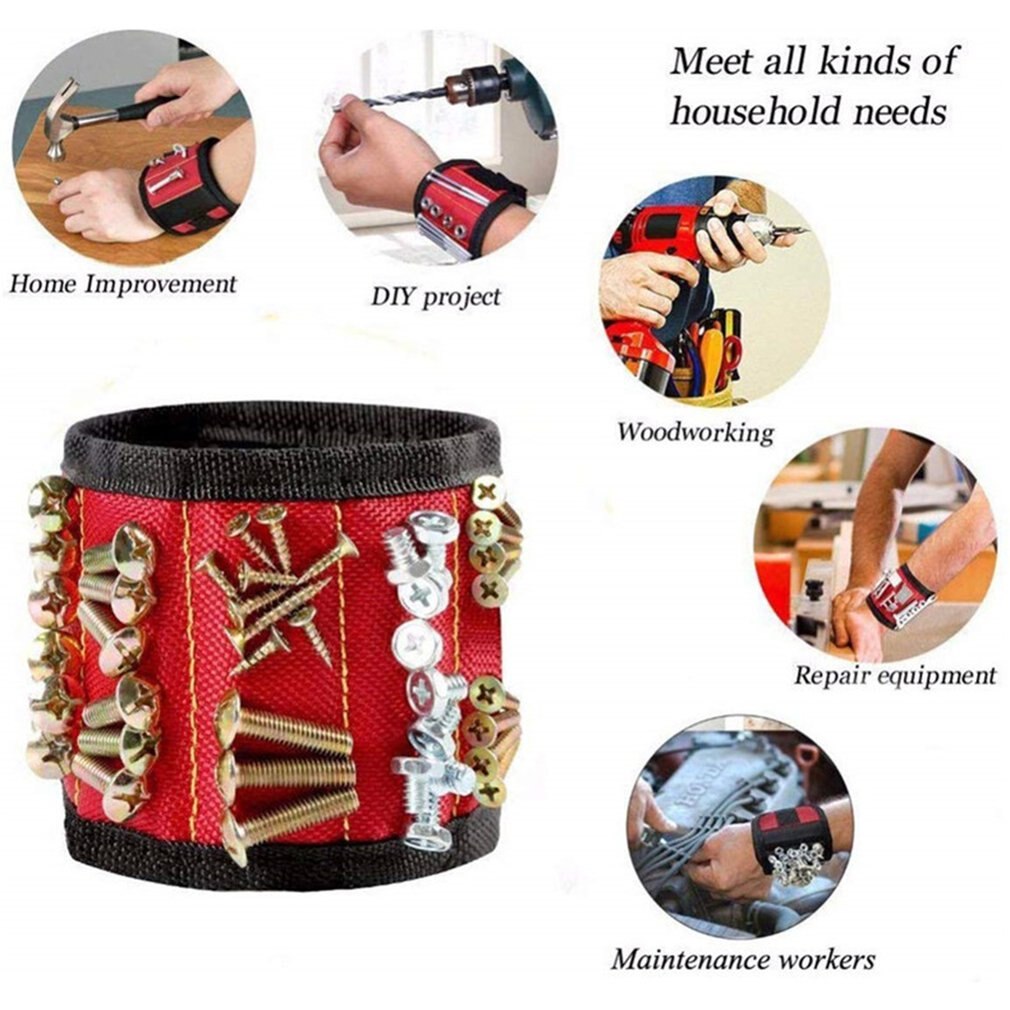 Geoeon 10pcs Strong Magnetic Wristband Bracelet For Holding Screws and Tools