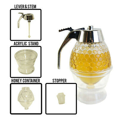 Acrylic Bee Hive 200ML Honey Juice Syrup Dispenser with Trigger Stand