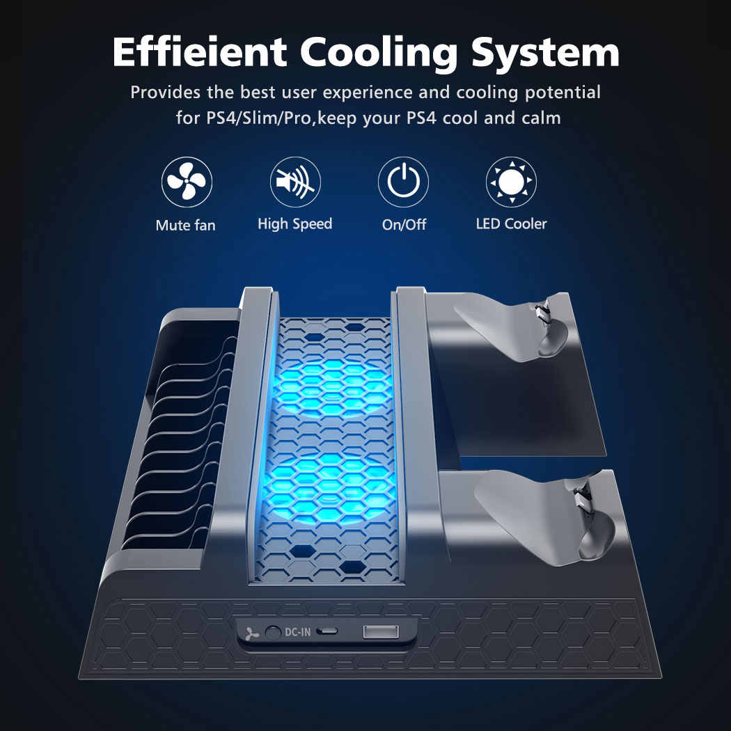 OIVO PS4/PS4 Slim/PS4 Pro Dual Controller Charger Console - Vertical Cooling Stand & Charging Station